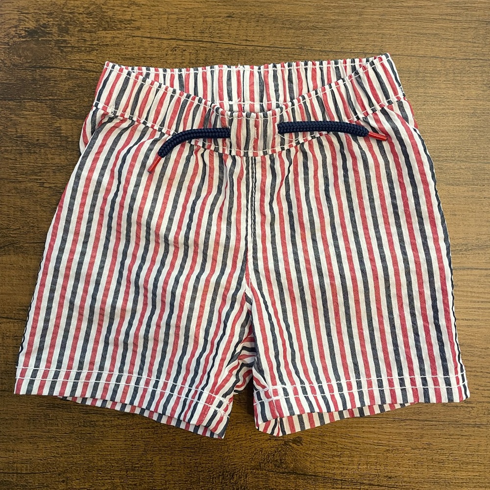 Old Navy Red, White, and Blue Striped Swim Trunks